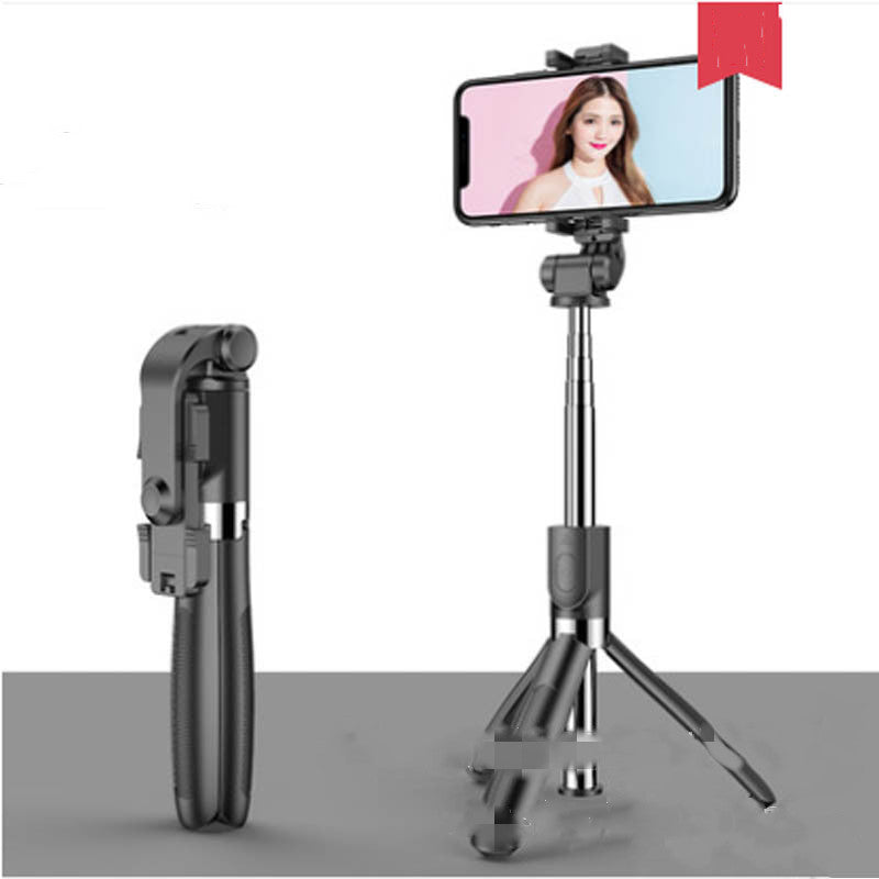 Compatible with Apple, Tripod Selfie Stick Mobile Universal Live Triangle Bracket One Bluetooth Selfie Artifact - iztia