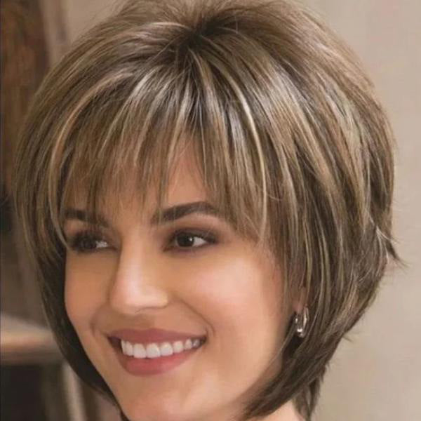 Mixed Blonde Brown Short Wigs Natural Hair Wigs Heat Resistant Hair Wig - iztia