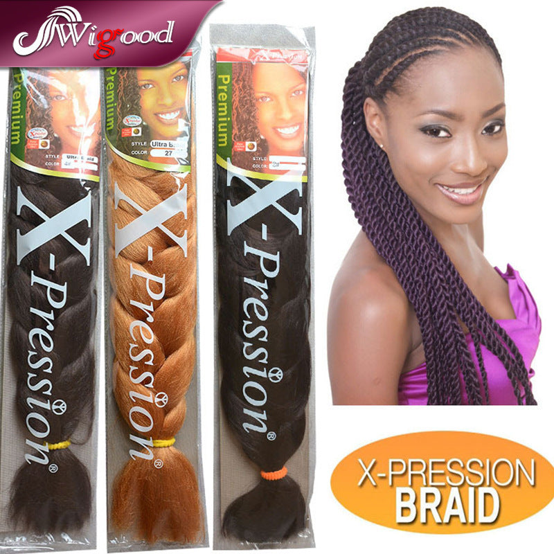 New African Chemical Fiber XpressionBraid Hair, European and American Natural Wig Black Braid Mixed Color - iztia