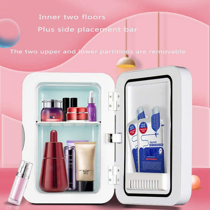 Mini Makeup Fridge Portable Cosmetic Refrigerator Cooler and Warmer Freezer for Perfume Beauty Skincare Products - iztia