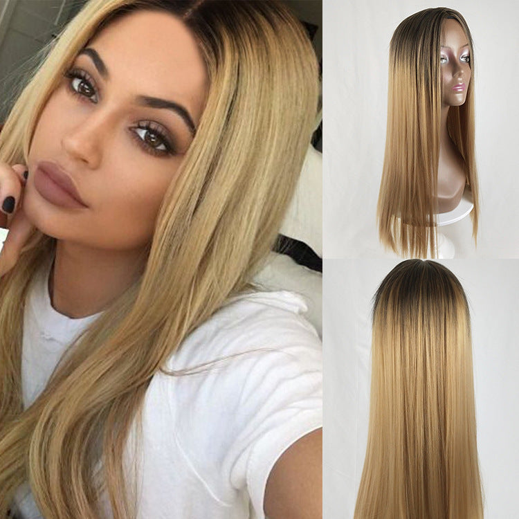 Long straight hair fashion gradient fake hair - iztia