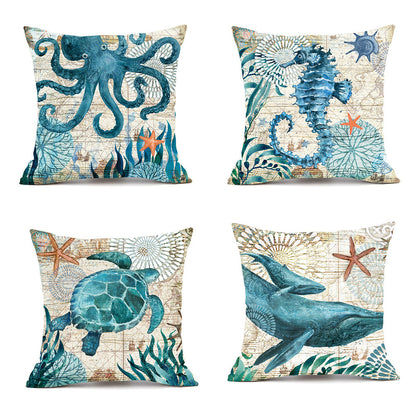 Cushion Covers Sea Turtle Printed Throw Pillow Cases For Home Decor Sofa Chair Seat - iztia