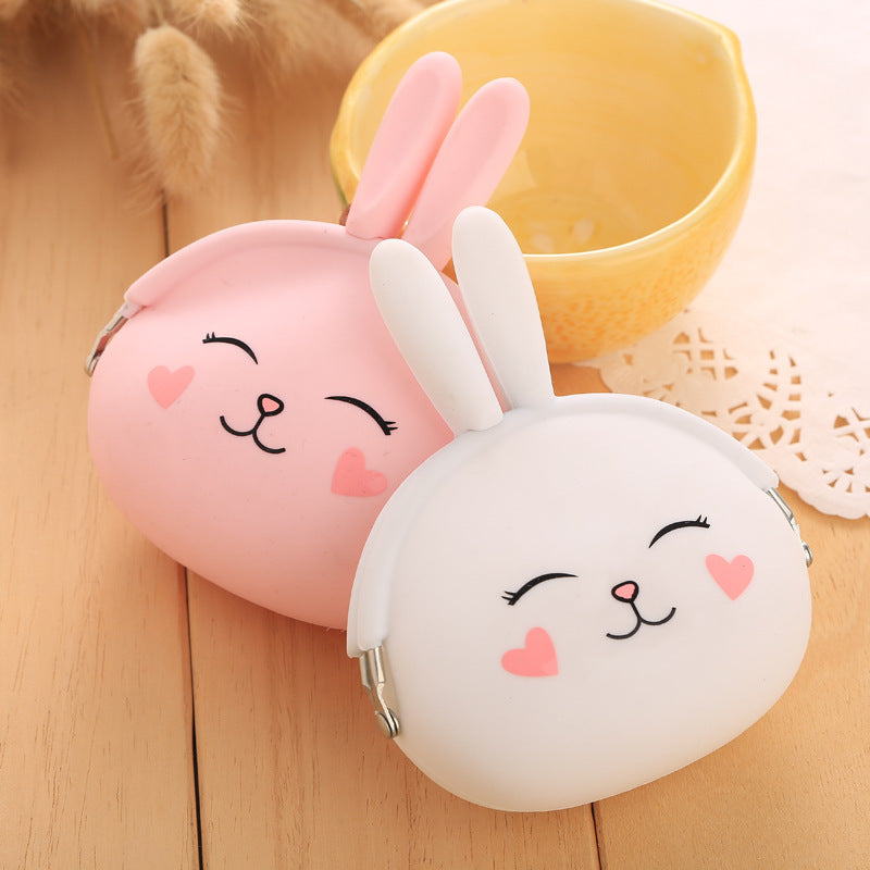 Cartoon silica gel zero purse Korean lovable rabbit zero purse candy color packet key bag lady bag - iztia