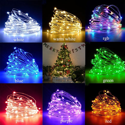 Christmas Light Led Outdoor Battery USB Powered 2m 5m10m String Lights Cooper Wire Garland Wedding Party Decoration Fairy Lights - iztia