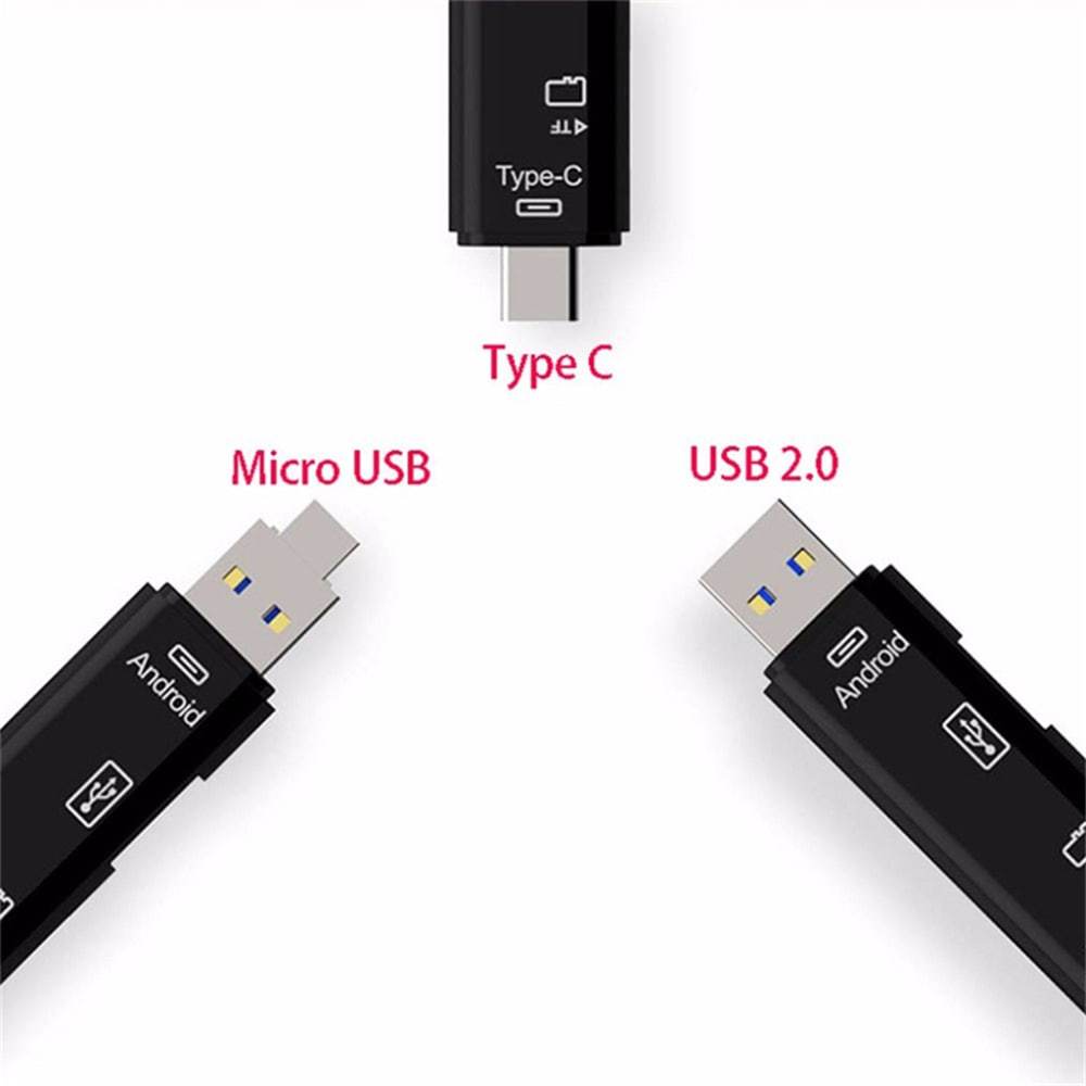 Type-C Micro USB To OTG Hub Adapter With TF Card Reader - iztia