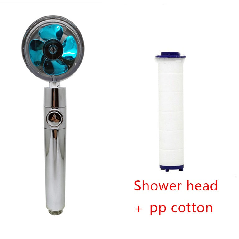 Shower Head Water Saving Flow 360 Degrees Rotating With Small Fan ABS Rain High Pressure Spray Nozzle Bathroom Accessories - iztia