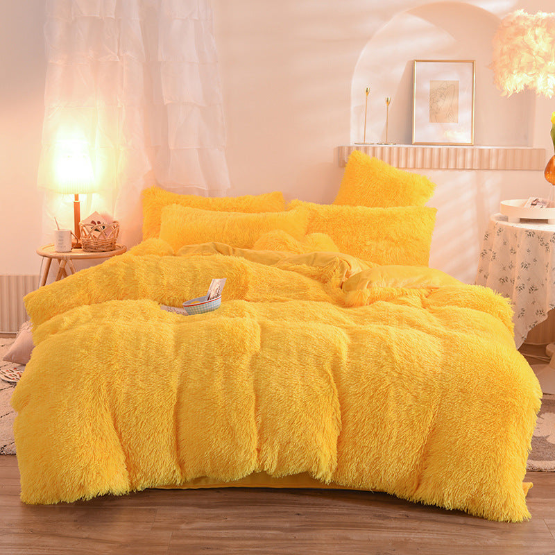 Luxury Thick Fleece Duvet Cover Queen King Winter Warm Bed Quilt Cover Pillowcase Fluffy Plush Shaggy Bedclothes Bedding Set Winter Body Keep Warm - iztia