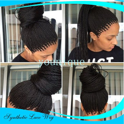 2-strand braids front lace wig - iztia