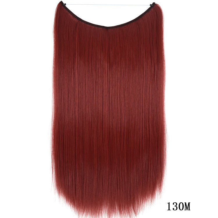 22 inches Invisible Wire No Clips in Hair Extensions Secret Fish Line Hairpieces Silky Straight Synthetic - iztia