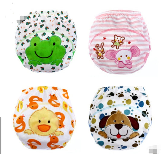 Children's cartoon diaper pants baby learning pants infant cotton breathable training pants washable diapers - iztia