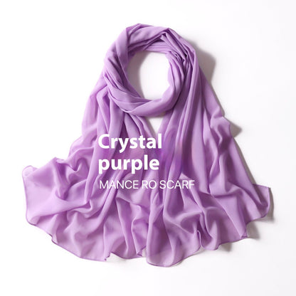 Pure Color Pearl Chiffon Scarf Headcloth Veil Chiffon Scarf - iztia