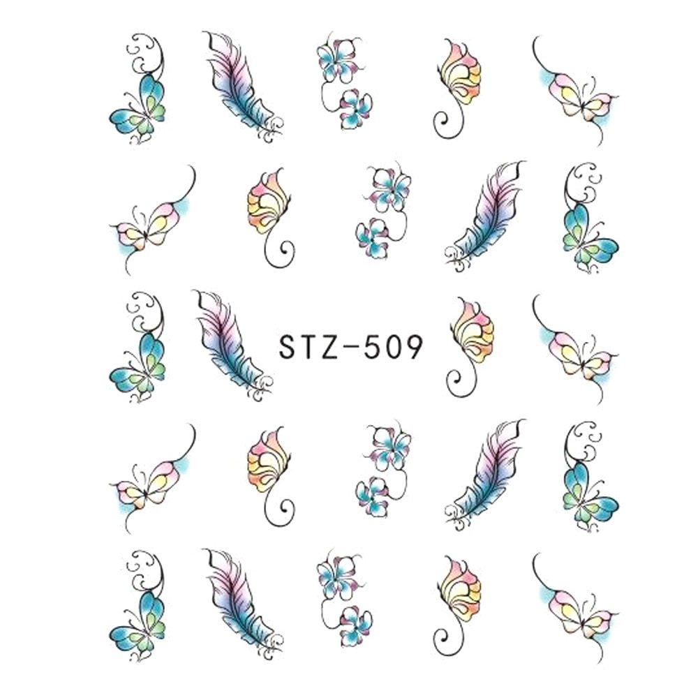 1pcs Nail Sticker Butterfly Flower Water Transfer Decal Sliders for Nail Art Decoration Tattoo Manicure Wraps Tools Tip JISTZ508 - iztia