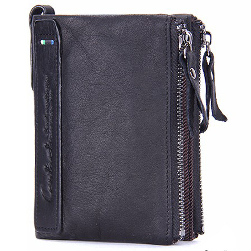 Genuine Leather Men's Short Chic Coin Purse - iztia