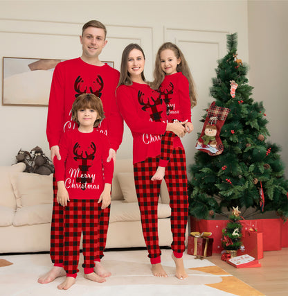 Christmas Family Matching Pajamas Set Christmas Holiday PJs Elk Top Pants Set Pajamas For Family Mom Dad Kids Baby - iztia