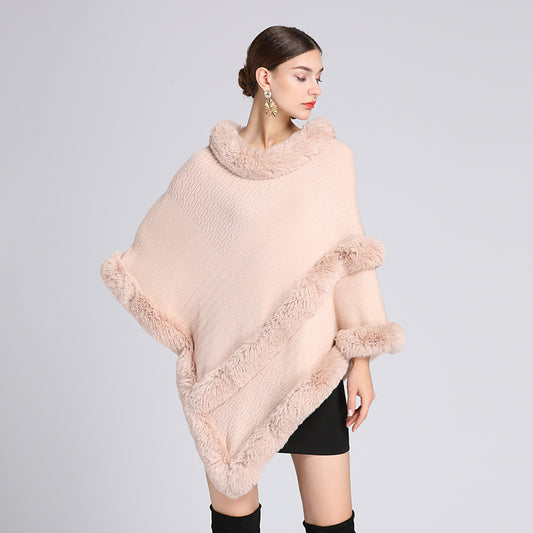 Imitation Rex Rabbit Fur Collar Cape And Shawl - iztia