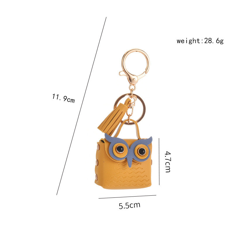 Creative Leather Owl Coin Purse Keychain - iztia