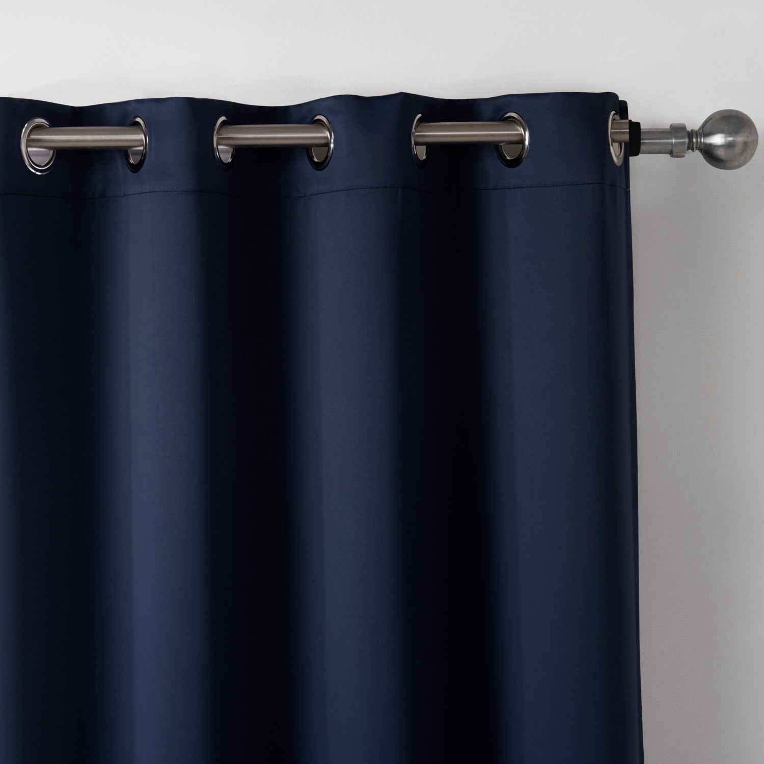 Dark Blue Bedroom Blackout Fabric Printed Curtains - iztia