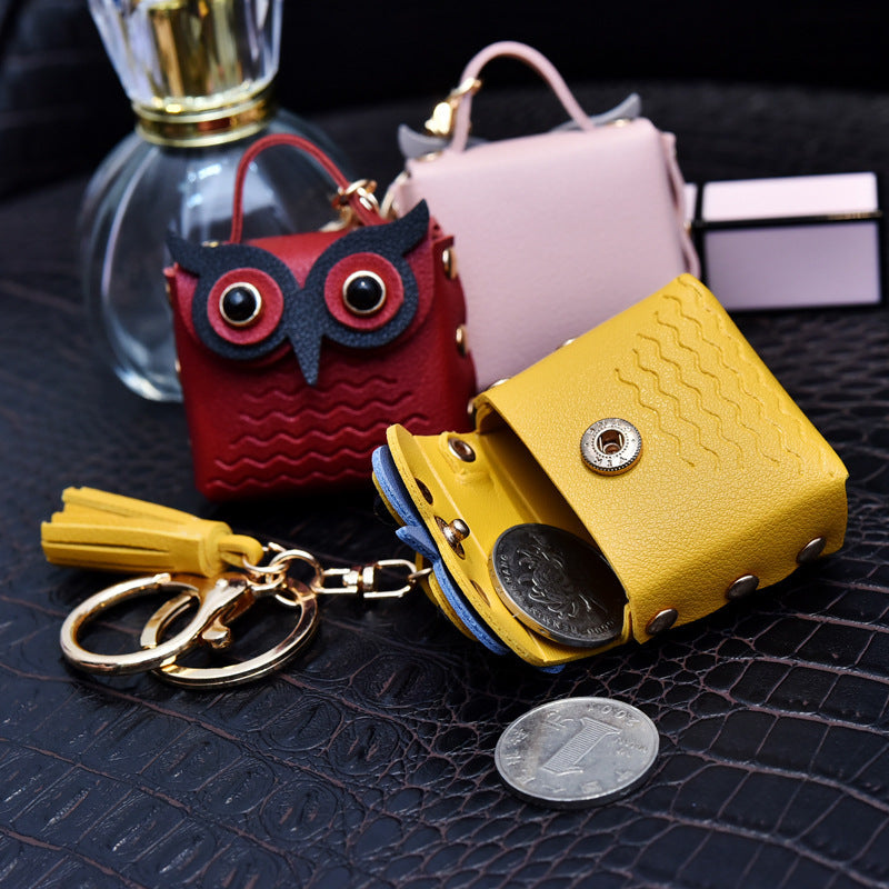 Creative Leather Owl Coin Purse Keychain - iztia