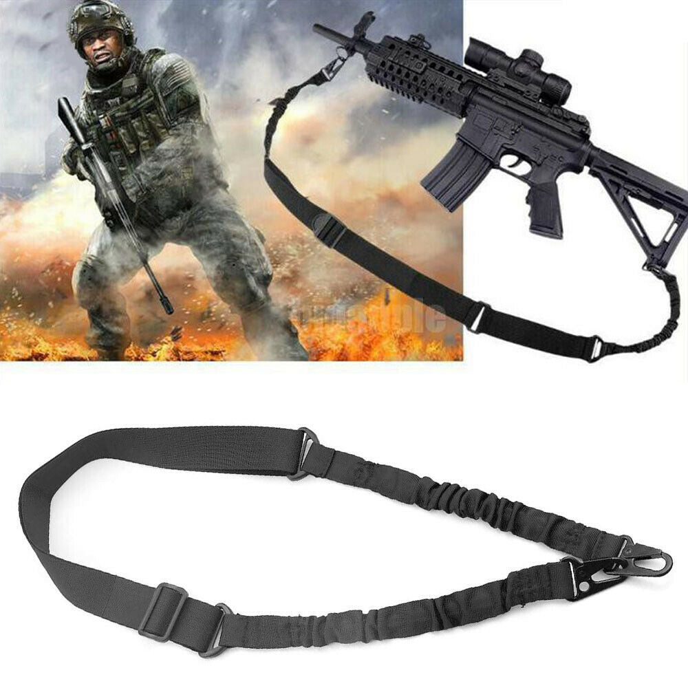 Tactical Rifle Sling Gun Shoulder Strap 2 Point Hooks One Single Strap Hunting - iztia