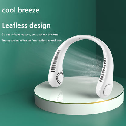 Hanging Neck Fan Portable Cooling Fan USB Leafless 360 Degree Neckband Fan 78 Surround Air Outlets 4000Mah Rechargeable - iztia