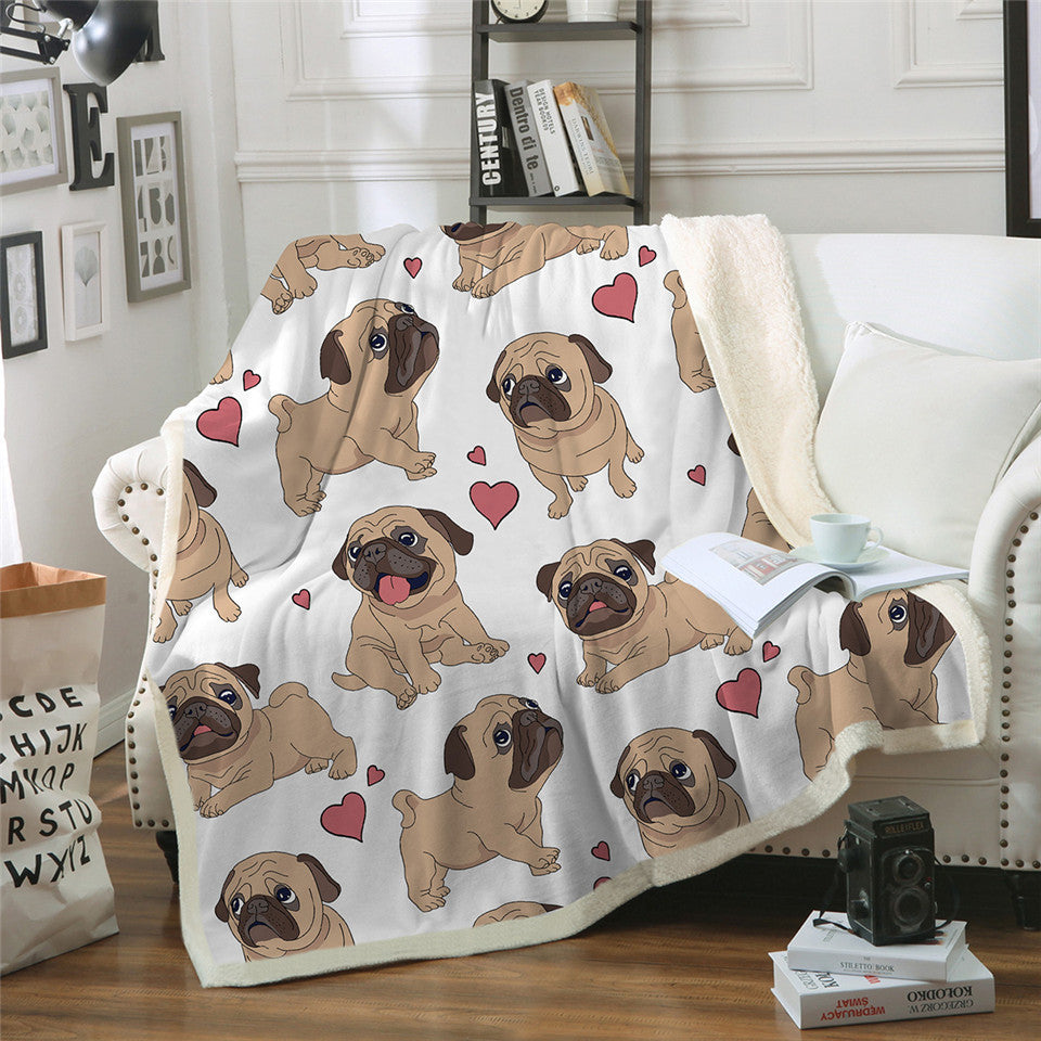 Winter Double-layer Thick Blankets Printed Cotton Fleece Blanket Sofa Blankets Lazy Blankets Puppy Series - iztia