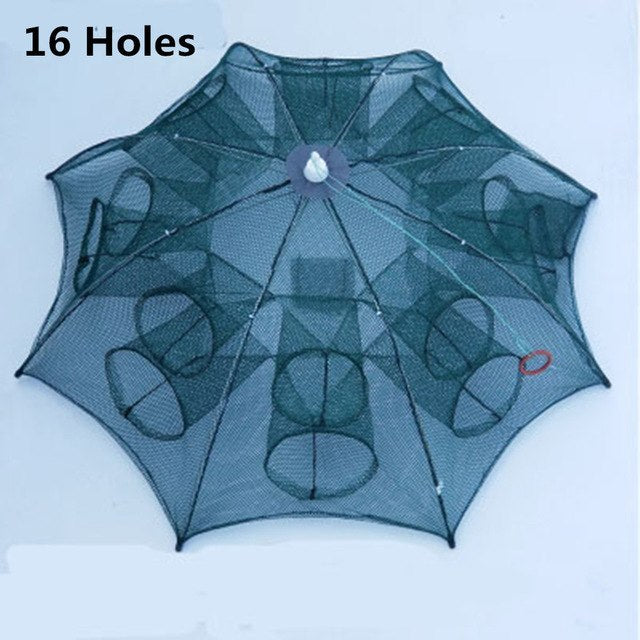 Strengthened 4-20 Holes Automatic Fishing Net Shrimp Cage Nylon Foldable Fish Trap Cast Net Cast Fold Crab Trap Fishing Network - iztia