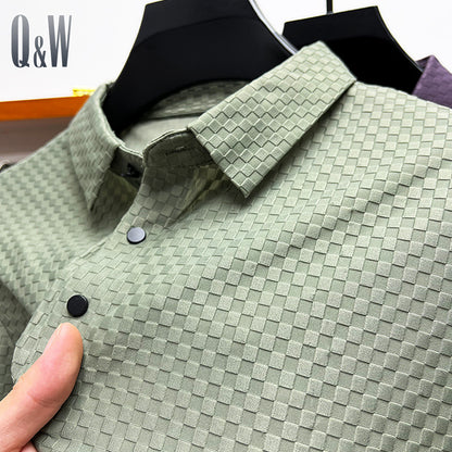 Men's Summer Casual Waffle Ice Silk Short Sleeve T-shirt - iztia