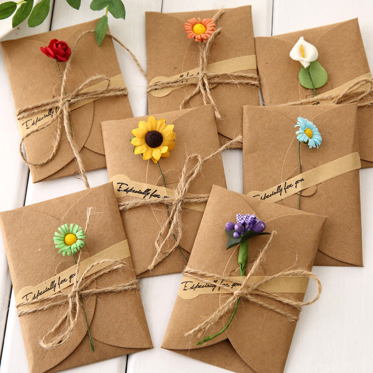 Creative kraft dried flower greeting card - iztia