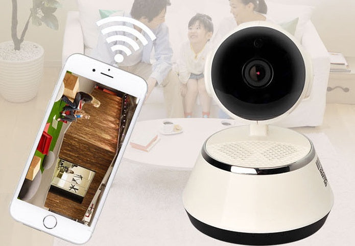 Wireless IP Camera WIFI 720P Home Security Cam Micro SD Slot Support Microphone & P2P Free APP ABS Plastic - iztia