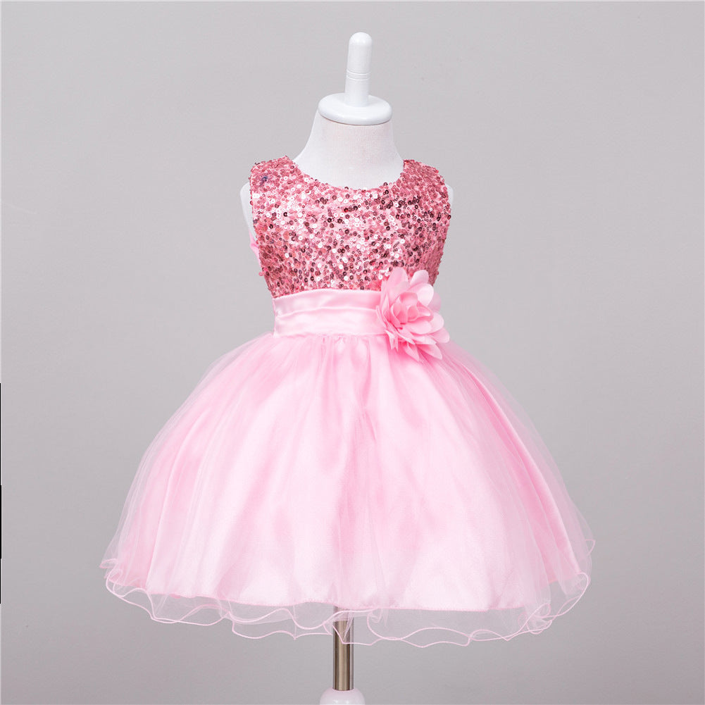 Baby Sequin Dress Flower Girl Wedding Princess Dress - iztia