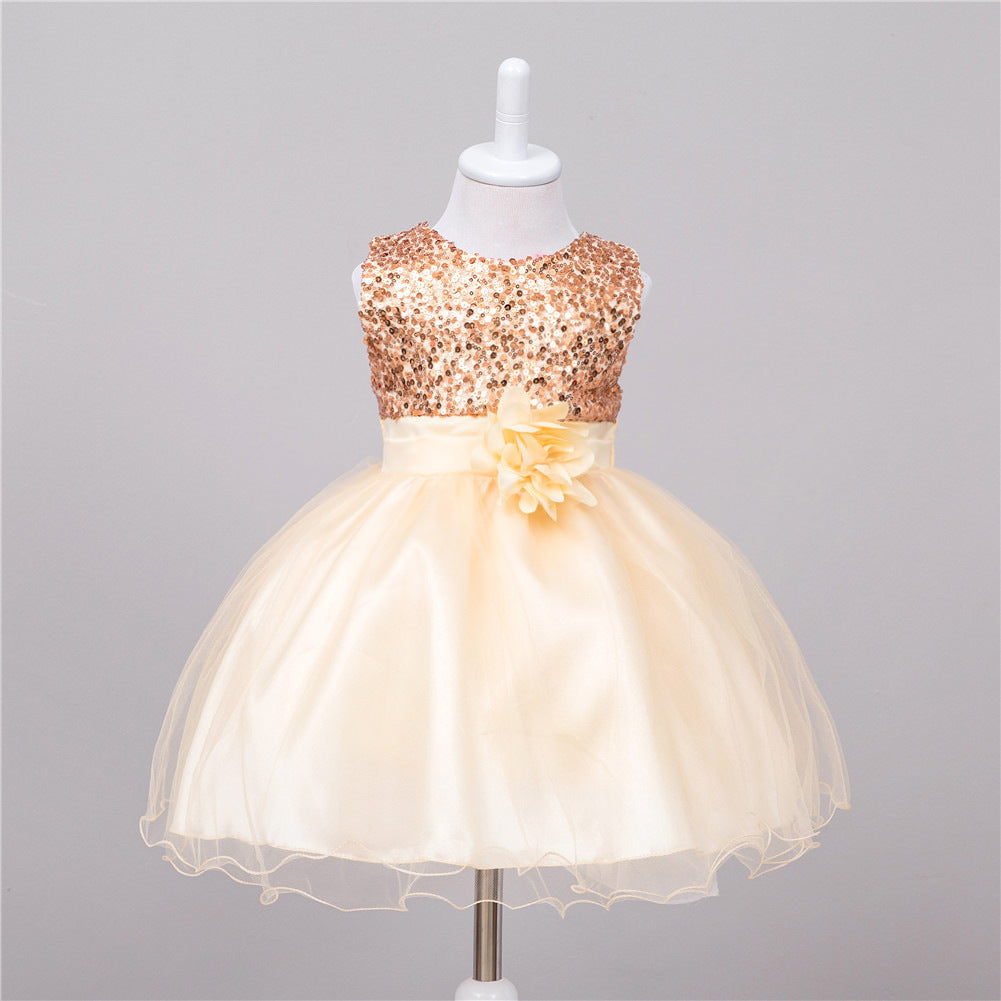 Baby Sequin Dress Flower Girl Wedding Princess Dress - iztia