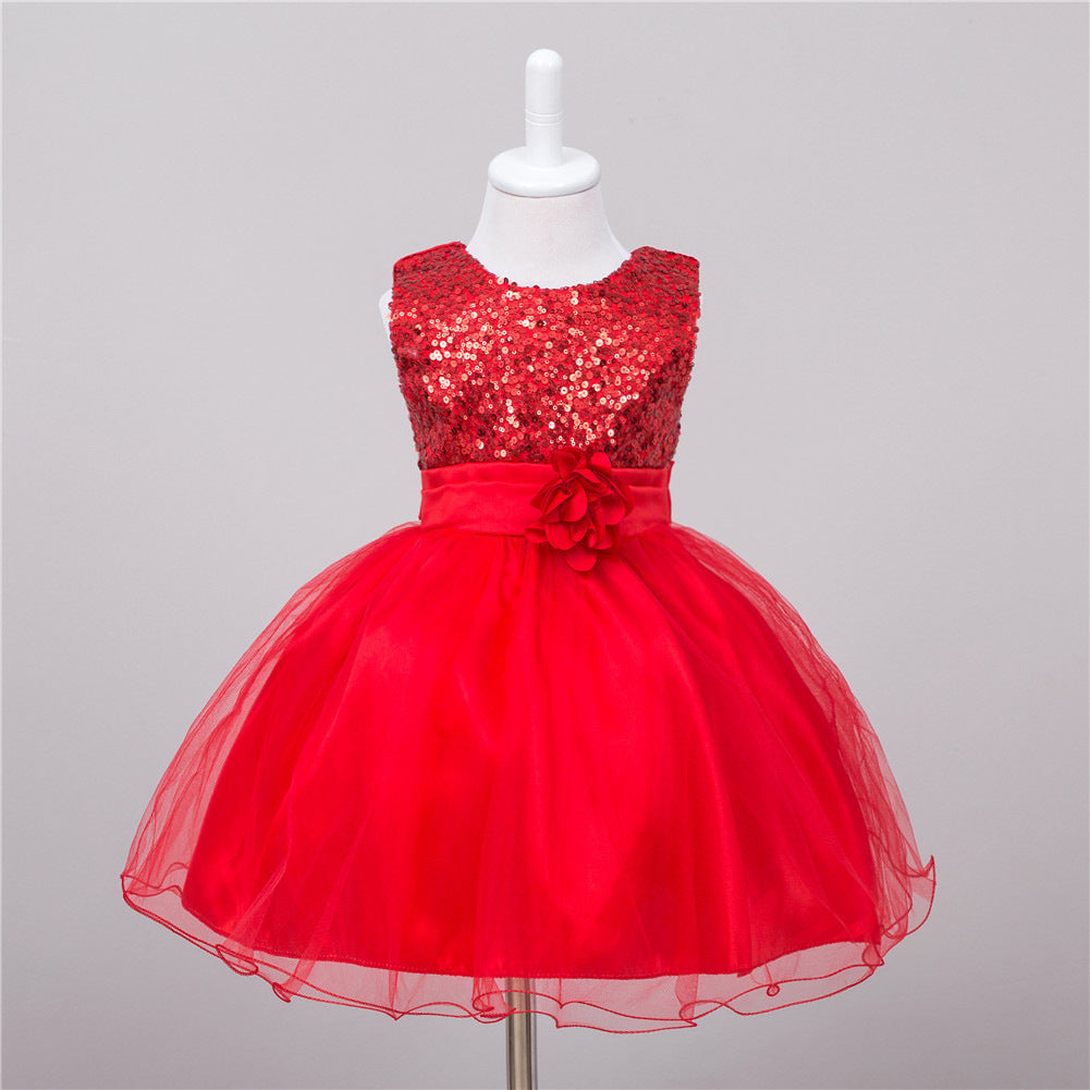 Baby Sequin Dress Flower Girl Wedding Princess Dress - iztia