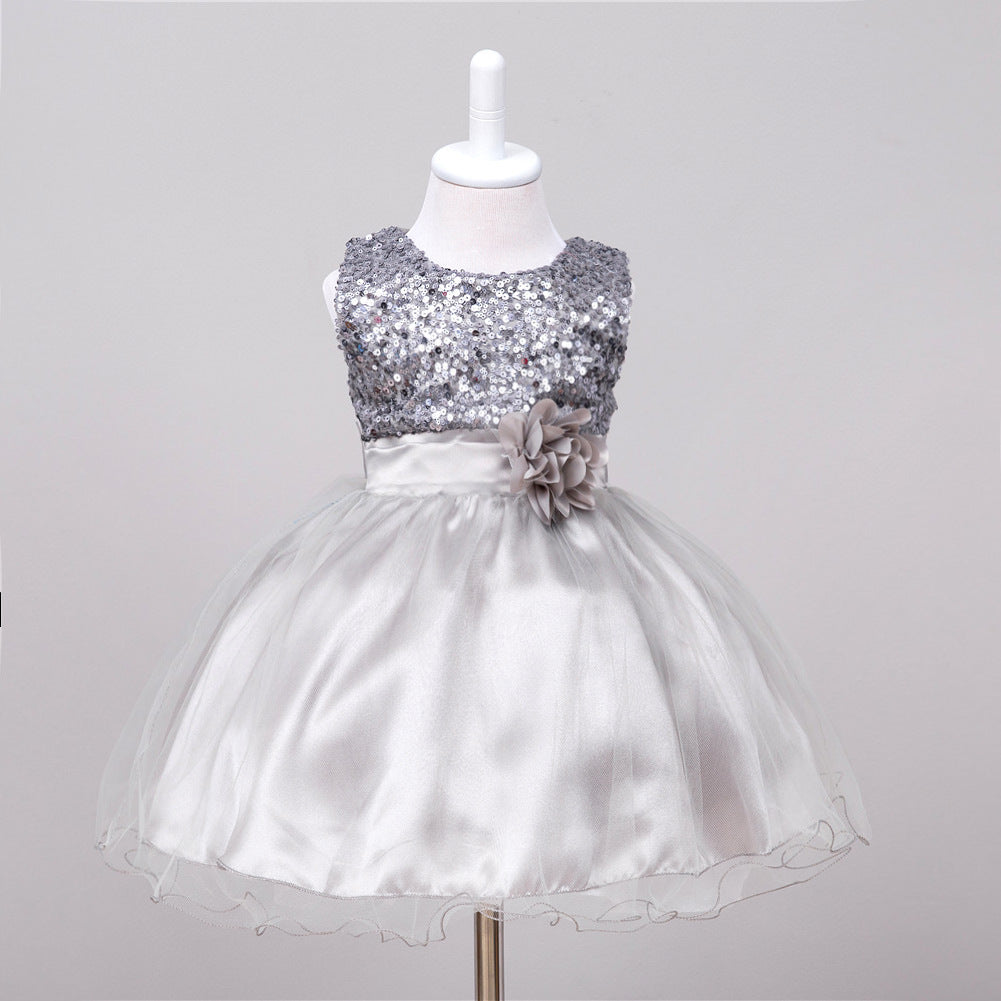 Baby Sequin Dress Flower Girl Wedding Princess Dress - iztia