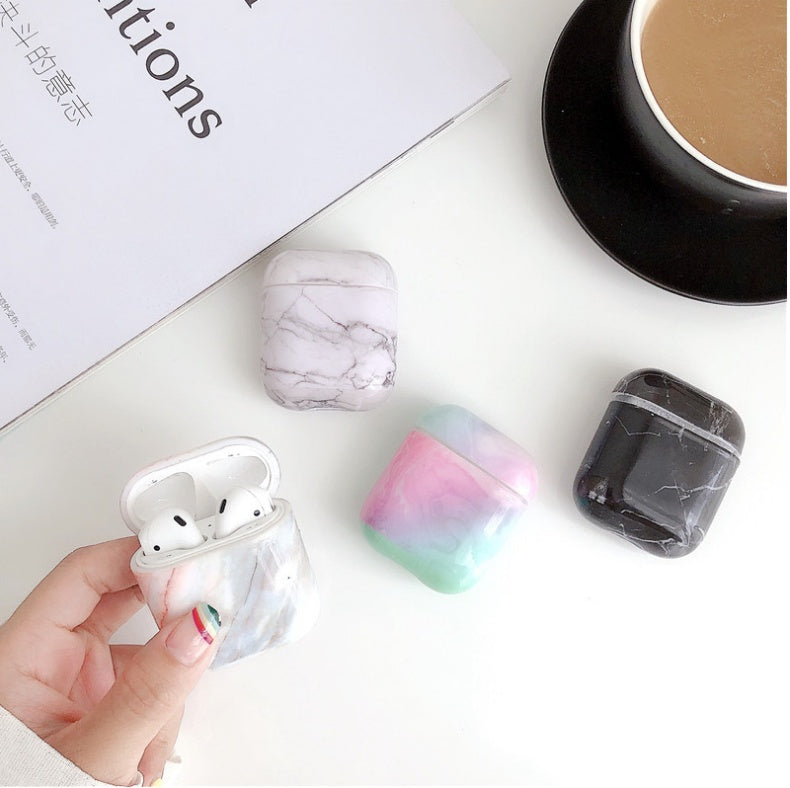 Compatible with Apple, White Marble Case for Airpods Earphone Case - iztia