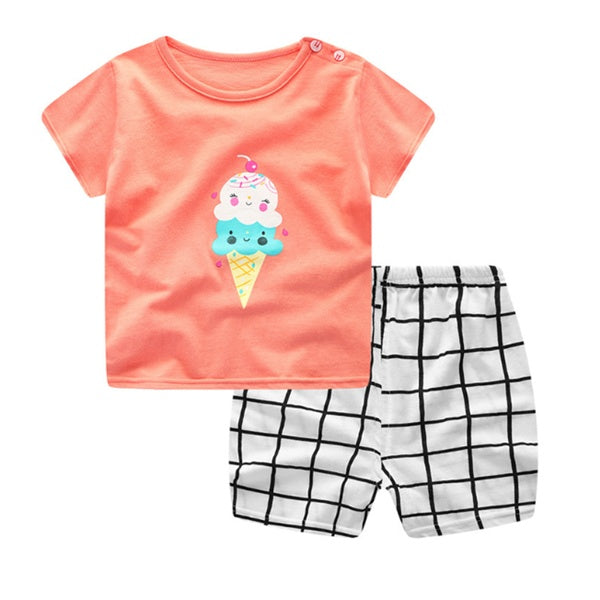 Cartoon Clothing Baby Boy Summer Clothes T-shirt Baby Girl Casual Clothing Sets - iztia