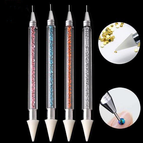 Dual-ended Nail Dotting Pen Diamond Painting Pen Crystal Beads Handle Rhinestone Studs Picker Wax Pencil Manicure - iztia