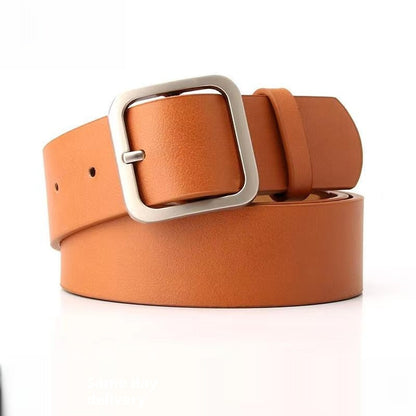 35cm Wide New Retro Alloy Square Buckle Belt - iztia