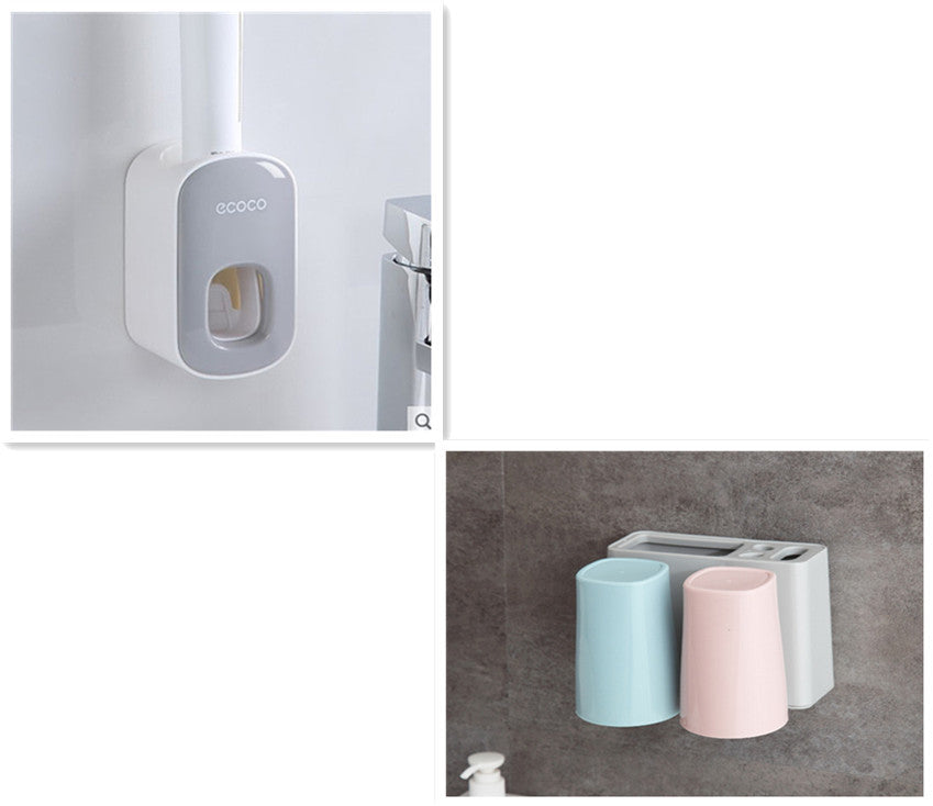 Wall Mounted Automatic Toothpaste Holder Bathroom Accessories Set Dispenser - iztia