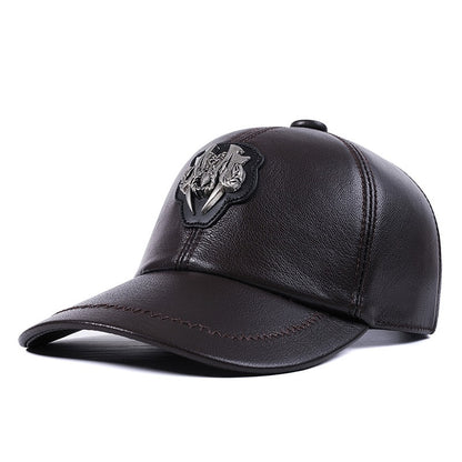 Genuine Leather Peaked Cap Men's And Women's Casual Goat Skin - iztia