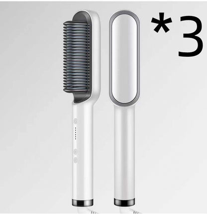 New 2 In 1 Hair Straightener Hot Comb Negative Ion Curling Tong Dual-purpose Electric Hair Brush - iztia