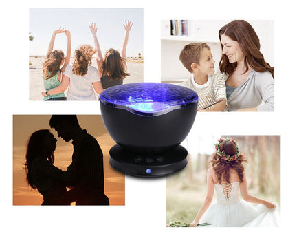 Ocean Wave Projector LED Night Light Remote Control TF Cards Music Player Speaker Aurora Projection - iztia