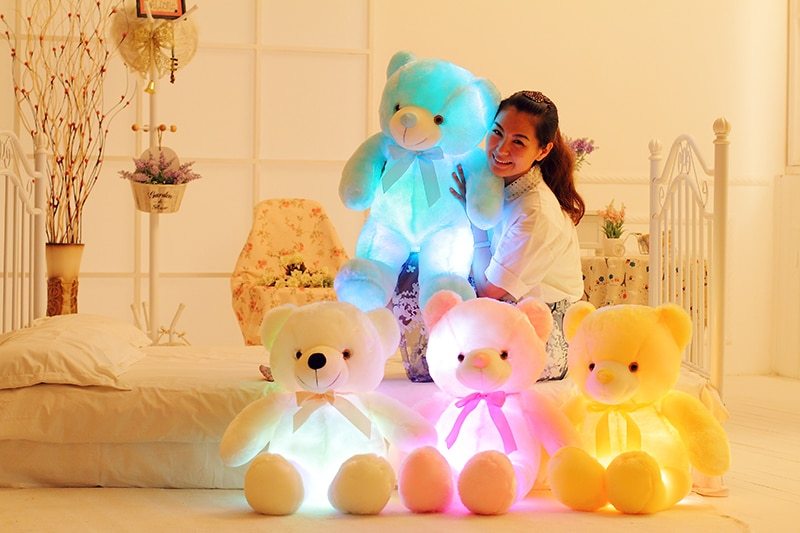 Creative Light Up LED Teddy Bear Stuffed Animals Plush Toy Colorful Glowing Christmas Gift For Kids Pillow - iztia