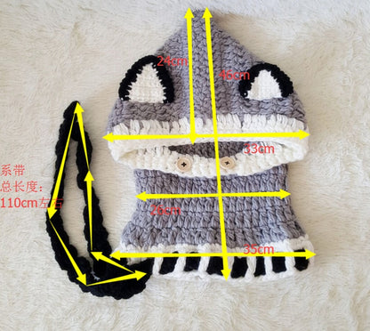 Children's wool knit hat hand-knitted warm earmuffs cape caps for men and women - iztia