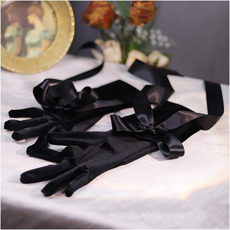 French Retro Hepburn High-end Long Black Gloves - iztia