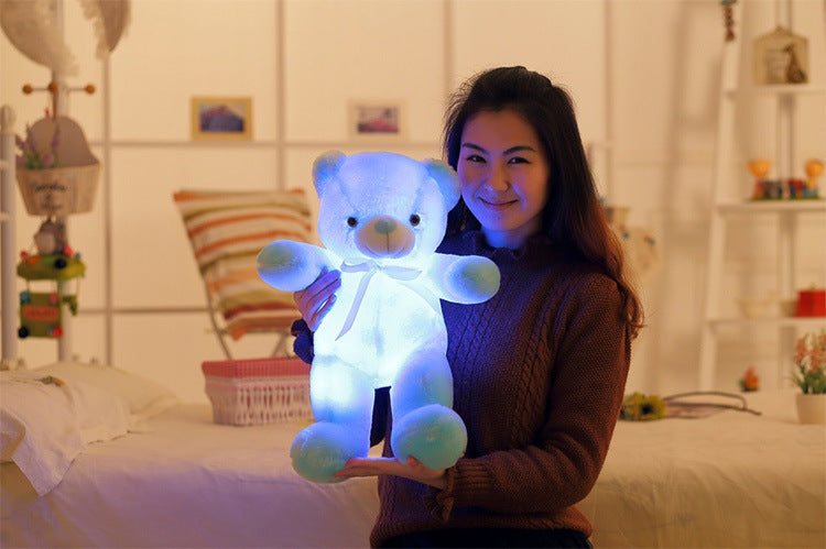 Creative Light Up LED Teddy Bear Stuffed Animals Plush Toy Colorful Glowing Christmas Gift For Kids Pillow - iztia