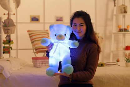 Creative Light Up LED Teddy Bear Stuffed Animals Plush Toy Colorful Glowing Christmas Gift For Kids Pillow - iztia