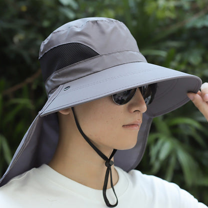 Summer Sunhat Men's Sun Protection Hat With Shawl And Neck Protection Design Breathable Anti-UV And Insect-proof Hiking Fishing Hat Outdoor - iztia