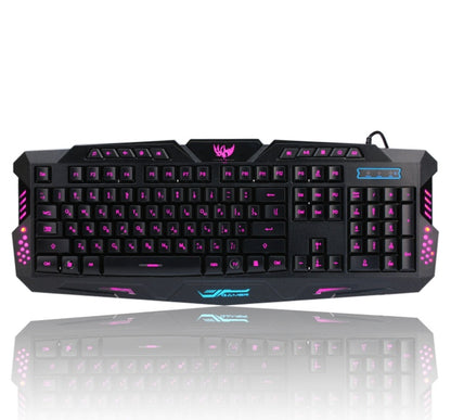 J10 tricolor backlight wired gaming keyboard set colorful luminous gaming mouse keyboard Russian keyboard - iztia