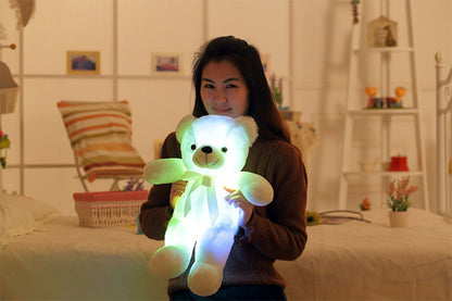 Creative Light Up LED Teddy Bear Stuffed Animals Plush Toy Colorful Glowing Christmas Gift For Kids Pillow - iztia