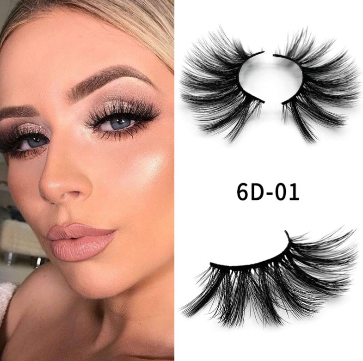 Nethong 25mm mink false eye lashes 6D three-dimensional messy cross-eye lashes Europe and the United States cross-border for eye lashes - iztia